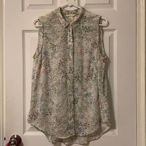 H&M Sleeveless Printed Blouse Leaves/Branches Sz10
